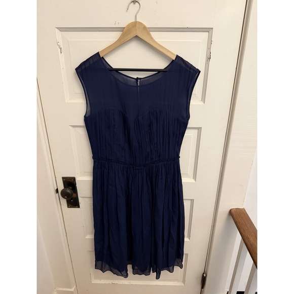 Boden Dresses & Skirts - Boden Women's Navy Chiffon Illusion Neckline Cocktail Dress Sleeveless Size 8L